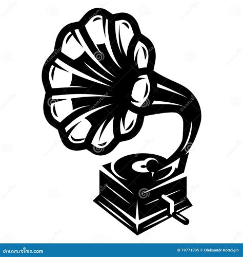 Gramophone Icon For Logo Template Vector Monochrome Illustration Stock
