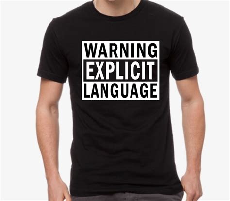 Warning Explicit Language Unisex T Shirt Short Sleeve Long Etsy