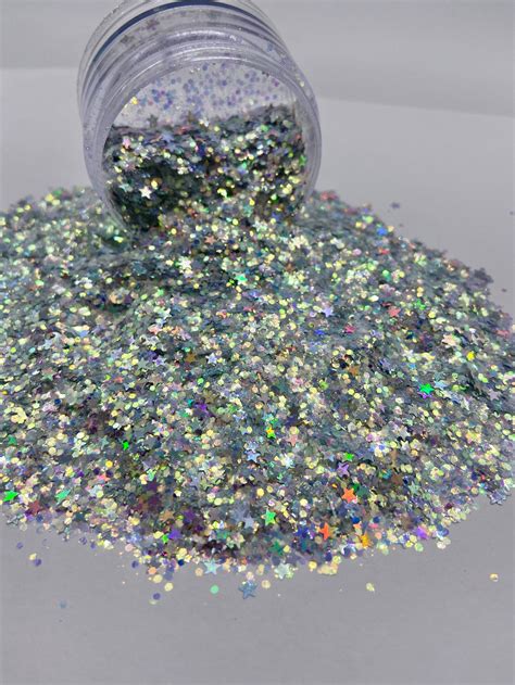 Silver Holographic Medium Chunky Glitter Silver Holographic Etsy