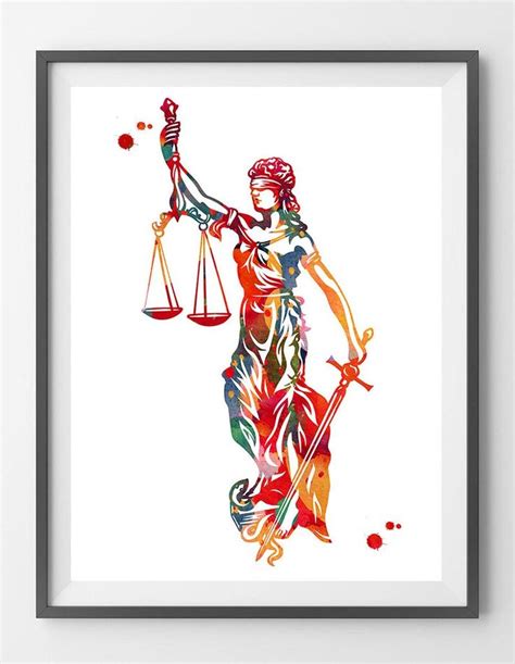 Lady Justice Art Print Justice Symbol Watercolor Law Corporate Etsy