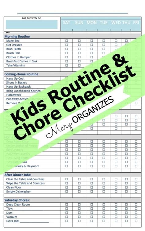 Kids Chores And Routines Checklists By Allyson Chore Checklist Chore