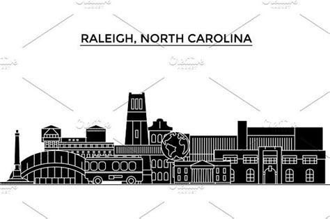 Usa Raleigh North Carolina Architecture Vector City Skyline Travel