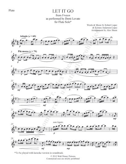 Let It Go Flute Solo Clarinet Sheet Music Flute Sheet Music Flute