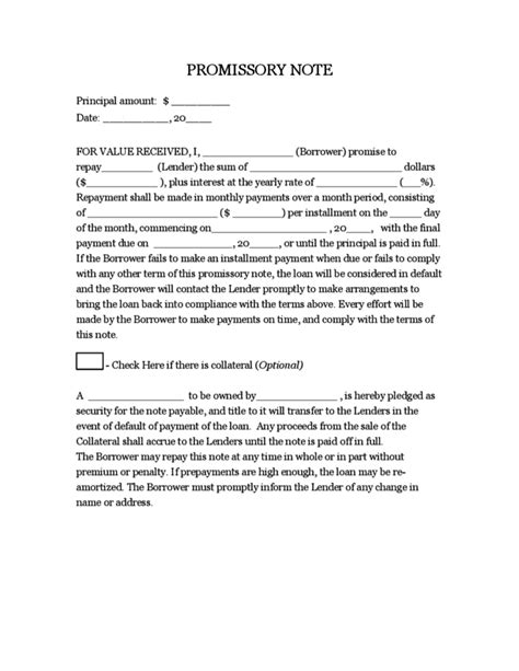 Best Collection of Promissory Note Templates - Word Templates Docs | Note templates, Promissory ...