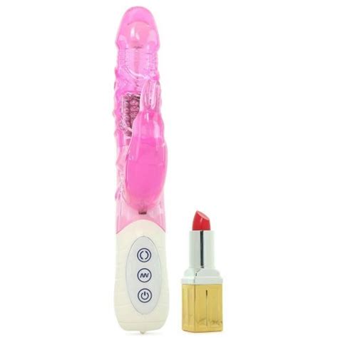 Hustler Toys Slim Double Penetration Rabbit With Vibrating Anal Beads Pink Sex Toys At