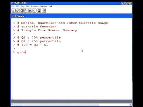 The median of the upper half of a set of data is the upper quartile (uq) or q3. R Tutorial : Median Quartiles and IQR - YouTube