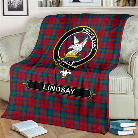 Lindsay Modern Crest Tartan Blanket Tartan Home Decor Scottish Clan