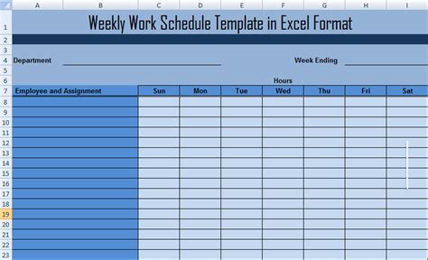 Work Schedule Format For Project Printable Schedule Template