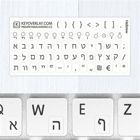 Hebrew Round Shape Keyboard Stickers Transparent Background