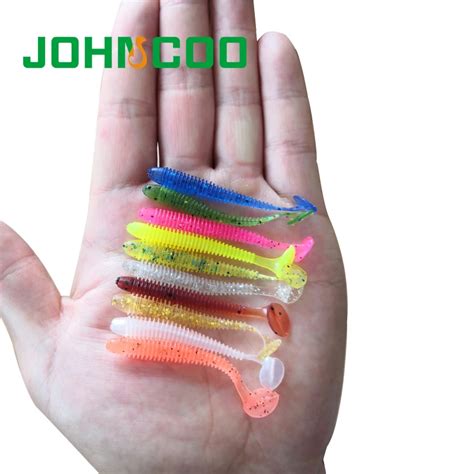 Johncoo 20pcs T Tail Soft Bait Worm 50mm 06g Wobbler Jigging Silicone