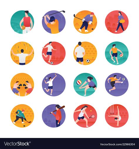 Sports And Olympic Flat Icons Pack Royalty Free Vector Image
