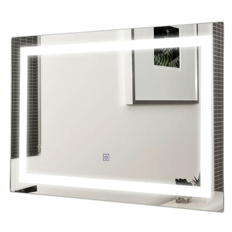 costway bathroom led mirror wall mounted 3 color dimmable touch button rectangle