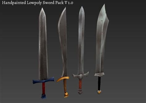 3d Model Hand Painted Medieval Fantasy Sword Pack 01 Vr Ar Low Poly