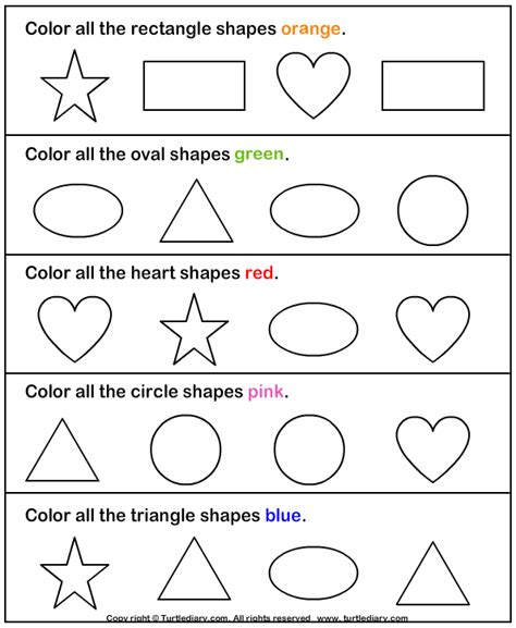 Identify And Color Shapes Turtle Diary Worksheet