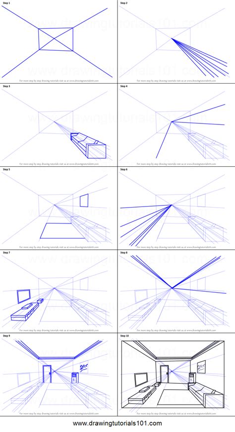 One Point Perspective Room Step By Step