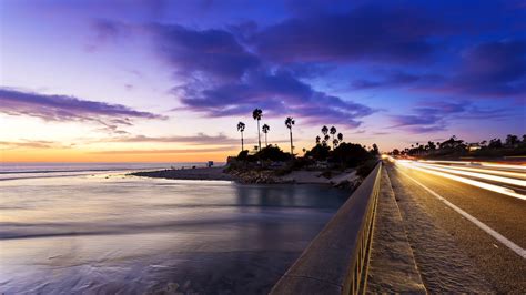 Landscape Coast Sea Palm Trees Island Tropics Blue Sky Road 4k Hd Dark