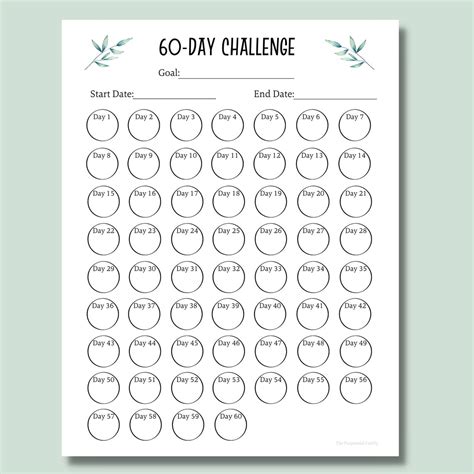 60 Day Challenge Tracker Printable Pdf Habit Tracker Etsy New Zealand