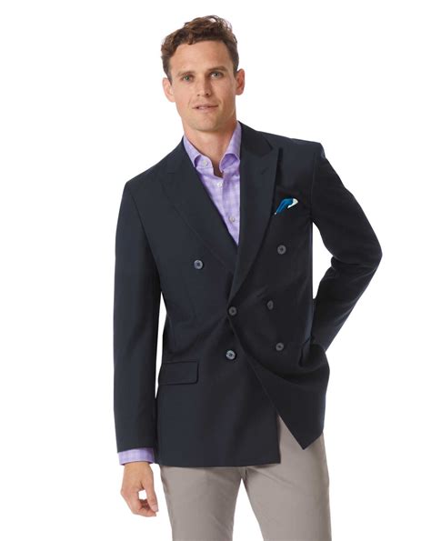 Classic Fit Navy Double Breasted Wool Perfect Blazer