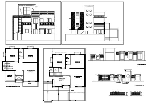 Bungalow House Design With Section And Elevation In Dwg File Cadbull