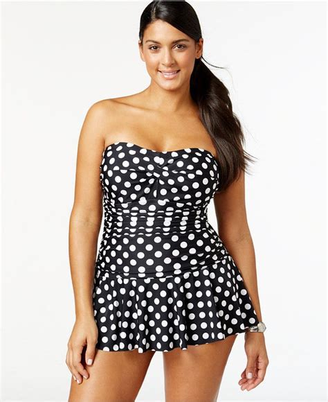 Lauren Ralph Lauren Plus Size Polka Dot Swimdress Womens Plus Size