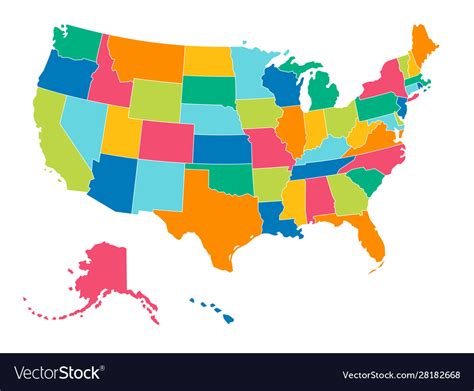 United States Simple Bright Colors Political Map
