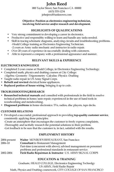 A technician cv template is a document which is tailor made according to a technician's needs and requirements and can be found quite easily. Resume Sample: Electronics Engineering Technician