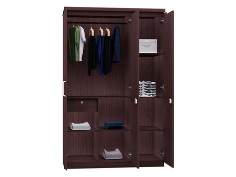 The wardrobe features a large storage shelf above the hanging rail. Cove 3 Door wardrobe_3