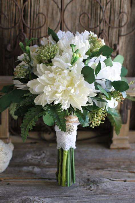 White roses with greenery bouquets for wedding. Wedding Bouquets with Dahlias in White - Bouquet Wedding ...