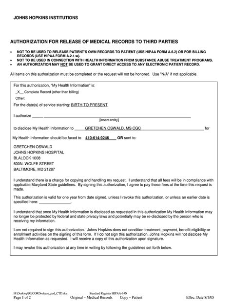 Johns Hopkins Medical Records Fill Out And Sign Online Dochub