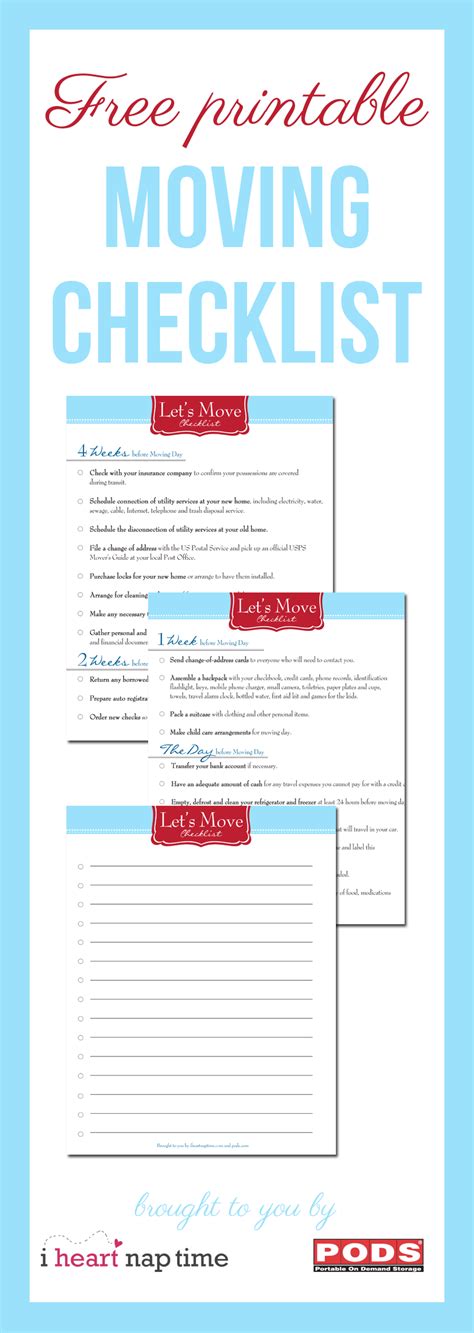 Free Printable Moving Checklist I Heart Nap Time Kitchenmovinghacks