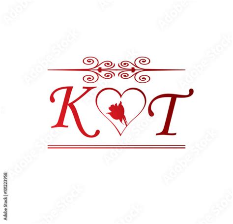 kt love initial with red heart and rose stock image and royalty free vector files on fotolia