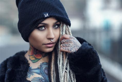 Women Tattoo Dreadlocks Face Girl Makeup Model Piercing Style Hd Wallpaper Peakpx