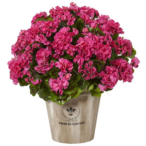 Nearly Natural Uv Resistant Pink Geranium Artificial Flower Arrangement