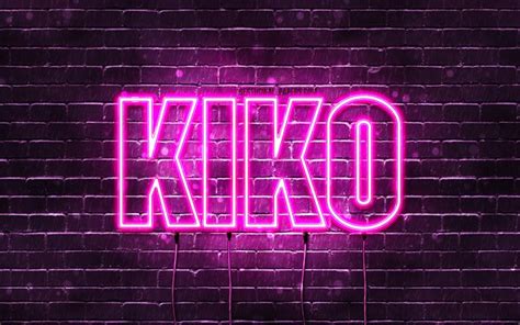 Herunterladen Hintergrundbild Happy Birthday Kiko K Rosa Neonlichter Kiko Name Kreativ