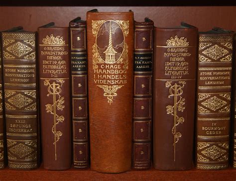 Richly Gilded Leather Spines On Old Books From Early 1900 Antique