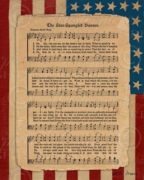 The Star Spangled Banner Printable Art National Anthem Patriotic