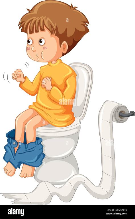 Little Boy On The Toilet Illustration Stock Vector Image