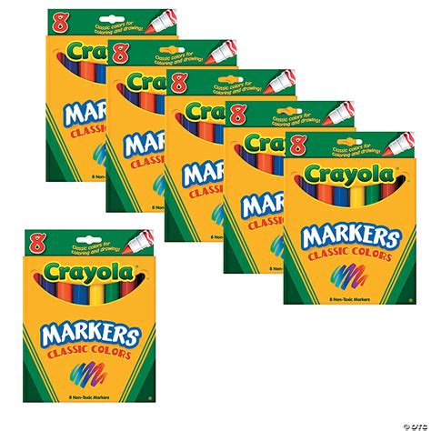 Bulk 12 Boxes Of Crayola Conical Tip Classic Markers 8 Colors Per