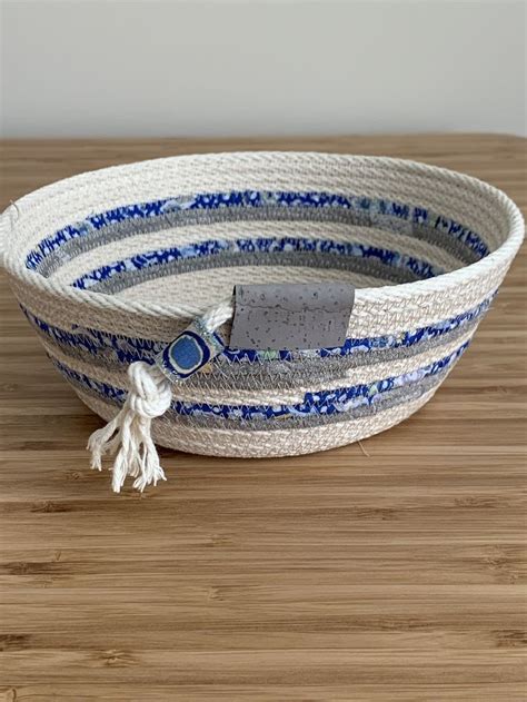 Coiled Rope Bowl Coiled Fabric Basket Fabric Baskets Rope Crafts