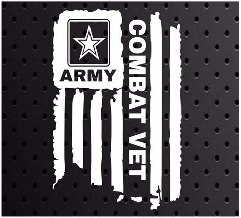 Distressed United States Us Army Combat Vet Sticker Flag