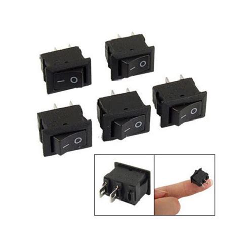 10ps Pro Spst Onoff Switch Mini Black 2 Pin Rocker Switch Dc 12v 16a