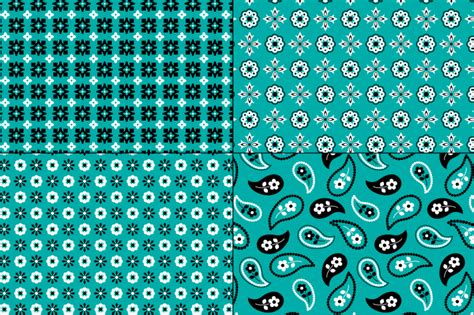 Seamless Turquoise Bandana Patterns By Melissa Held Designs | TheHungryJPEG.com
