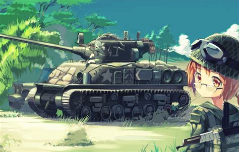Wallpaper Military Tank Anime Tank Military Sherman Girls And