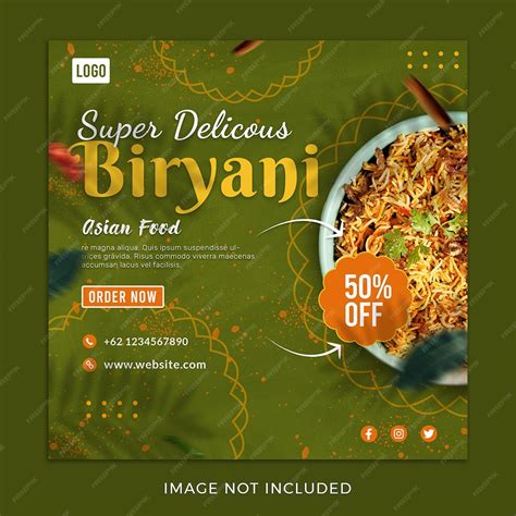 Premium Psd Asian Food Indian Biryani Social Media Post Template