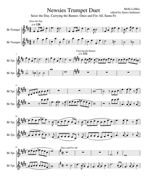 Trumpet Duet Sheet Music For Trumpet In B Flat Brass Duet