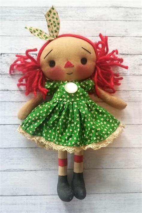 St Patricks Day Tiny Annie Primitive Raggedy Ann Doll Etsy