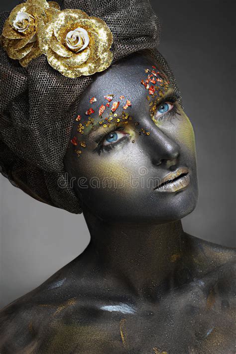 Being a role model doesn't mean looking like a model. Woman with black face stock photo. Image of cyan, glamor ...