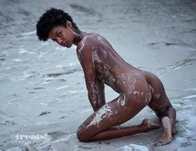 Ebonee Davis Shows Off Her Naked Body In A Various Poses On The Beach
