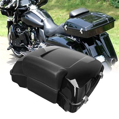 Motorcycle Gloss Black Chopped Pack King Trunk With Backrest Pad Fit