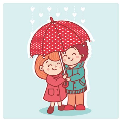 Cute Girl And Boy Valentine S Day Love Card Stock Vector